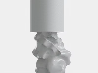 Modern White Table Lamp With Irregular Textured Base And Cylindrical Shade 3d model