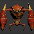Game Movie Character Red Monster 3D Model With Giant Flaming Claws And Orange Luminous Details