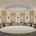 Modern Office Meeting Room With Long Table Chairs Green Plant Glass Partitions And Light Walls