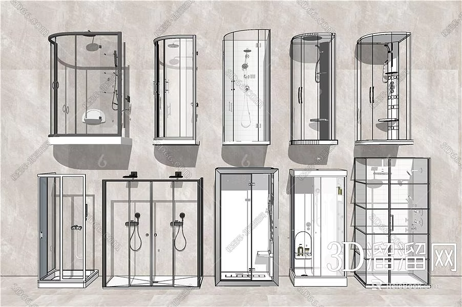 Various Styles Of Shower Sauna Enclosures With Modern Design Features 3d model 