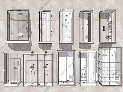 Various Styles Of Shower Sauna Enclosures With Modern Design Features 3d model