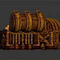 Ornate Wooden Chests One Open Filled With Gold Coins And One Closed