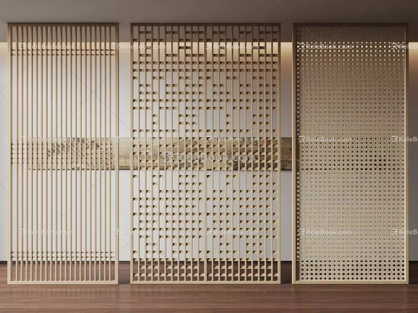 New Chinese-style partition wooden partition hollow 3d model