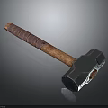 Sturdy Hammer With Leather Wrapped Wooden Handle And Polished Metal Head