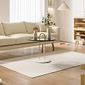Beige Sofa and Coffee Table Set with Throw Pillows Floor Lamp and Potted Plant