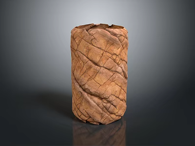 Wood Stone Material Cylindrical Decorative Vase With Natural Textured Surface Handcrafted Rustic Design 3d model