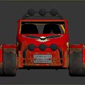 Red Off Road Car With Stylish Eagle Graphics On Body And Roof Lights