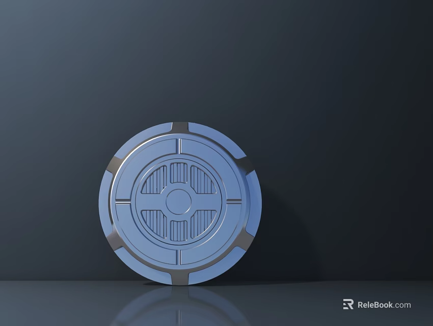 Circular Metallic Air Conditioner Vent With Grille Design And Reflective Surface 3d model 