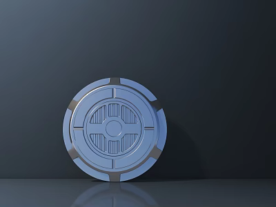 Circular Metallic Air Conditioner Vent With Grille Design And Reflective Surface 3d model