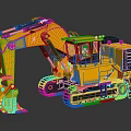 Yellow Heavy Duty Crawler Excavator With Large Bucket And Operator Cab 3d model