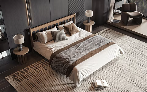 New Chinese style commodity bed 3d model