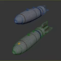 White Military Bombs With Blue Stripes Tail Fins And Top Devices