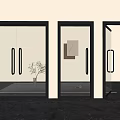 Modern Glass Double Doors With Black Frames In Contemporary Interior Setting 3d model