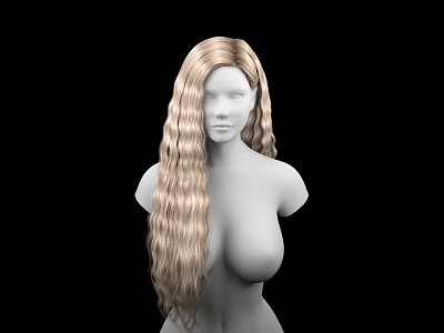 Game Movie Character 3D Model With Long Blonde Curly Hair Upper Body In Black Background 3d model
