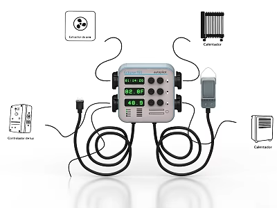 Industrial Equipment Control Panel With Fan Unit Radiator Emergency Stop And Temperature Sensor 3d model