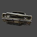 Rusty Old Classic Car With Worn Body And Missing Windows On Gray Background 3d model