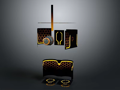 Modern Honeycomb Design Equipment With Suspended Modules Circular Accents And Stable Base 3d model