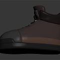 Dark Brown High Top Shoes With Black Toe Cap And Orange Accent Laces