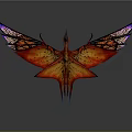 Fantasy Bird With Vibrant Red Orange Purple Wings And Unique Mythical Design
