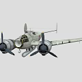 Vintage Fighter Aircraft with Propeller and Round Badges on Wings Gray Body and Classic Design