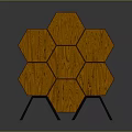 Geometric Wooden Hexagonal Decorative Structure Design With Metal Support Legs For Home
