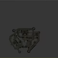 Detailed Cartoon Scene Of Medieval Castle With Towers Walls And Small Buildings