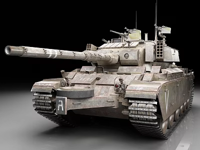 Military Tank With Long Cannon Turret Tracks Armored Body And Weathered Metal Surface 3d model