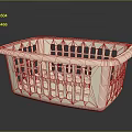 Beige Plastic Square Laundry Basket With Perforated Holes And Reflective Surface On Gray Background