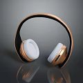Modern Over Ear Computer Headphones With Gold Frame White Cushions And Black Headband