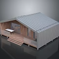 Modern Wooden Small Building Featuring Metal Roof Terrace Table Steps And Simple Design