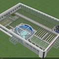 Modern Agricultural Greenhouse Facility With Plantation Areas And Circular Central Design