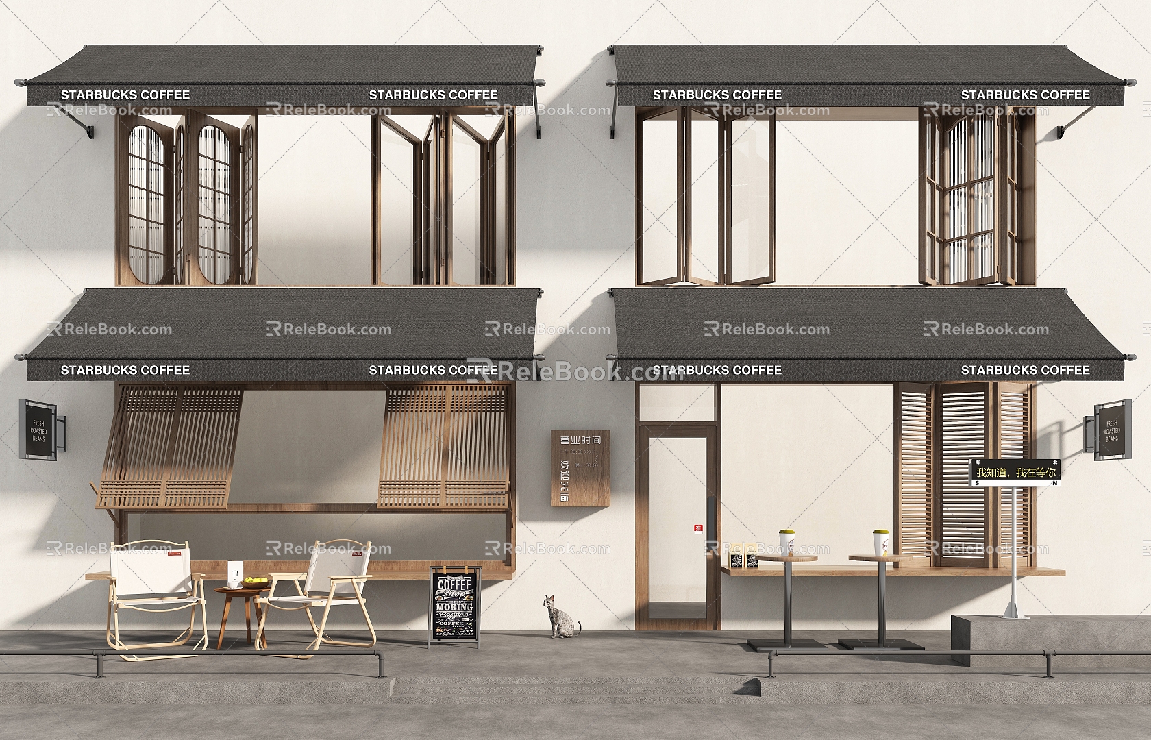 Internet Celebre Folding Window Upper and Lower Folding Window Left and Right Folding Window Door Head Door Surface Sunshade Outdoor Tables and Chairs 3d model