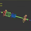 3D Model of Mechanical Device With Cylindrical Components Rod Structure and Small Parts
