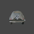 Vintage Silver Gray Classic Sedan With Streamlined Design Front Grille And White Wheels