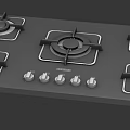 Black Gas Stove With Four Burners And Control Knobs For Modern Kitchen 3d model