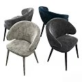 Velvet Leisure Chairs with Navy and Gray Upholstery Curved Back and Slim Legs