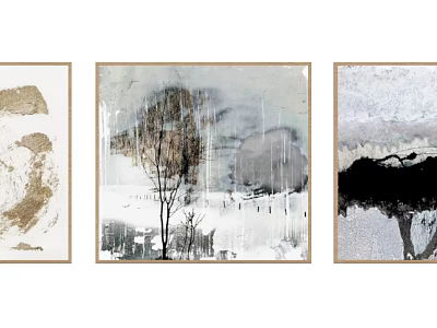 Contemporary Abstract Paintings With Natural Tree Motifs And Neutral Tones Framed Wall Art 3d model