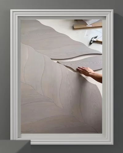 Abstract Painting Featuring Natural Wood Grain Texture And Handcrafted Artistic Design 3d model