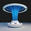 Modern Showcase Shelf Featuring Futuristic Blue Stream Design Round Top And White Base 3d model