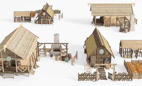 Ethnic Style Camp Wooden House 3d model