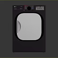 Sleek Modern Dark Washing Machine Featuring Transparent Door And Digital Control Panel