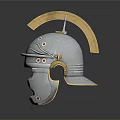 Ancient Weapon Helmet for Warriors with Silver Metal Gold Accents and Red Dots