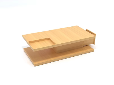 Modern Light Wood Coffee Table Featuring Layered Design And Recessed Top 3d model