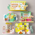 Fresh Fruit Tea Display Design With Lemon Watermelon Pineapple And Decorative Stalls 3d model