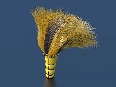 Yellow Handle Feather Duster With Brown And Yellow Bristles For Home Cleaning Tools 3d model