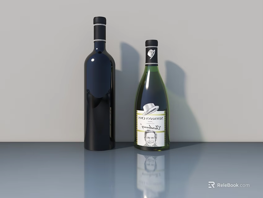 Elegant Wine Bottles Display With Swing Door Cabinet In Modern Setting 3d model 
