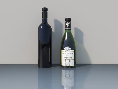 Elegant Wine Bottles Display With Swing Door Cabinet In Modern Setting 3d model