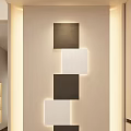 Modern Entryway Hallway Interior Design With Wall Decor Lighted Square Dark And Light Panels 3d model