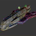Detailed Sci-Fi Spaceship Model With Gray Exterior Complex Structure And Engine Details