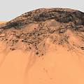 Stunning Desert Landscape With Main Rocky Hill and Vast Sandy Terrain in Orange Brown Hues